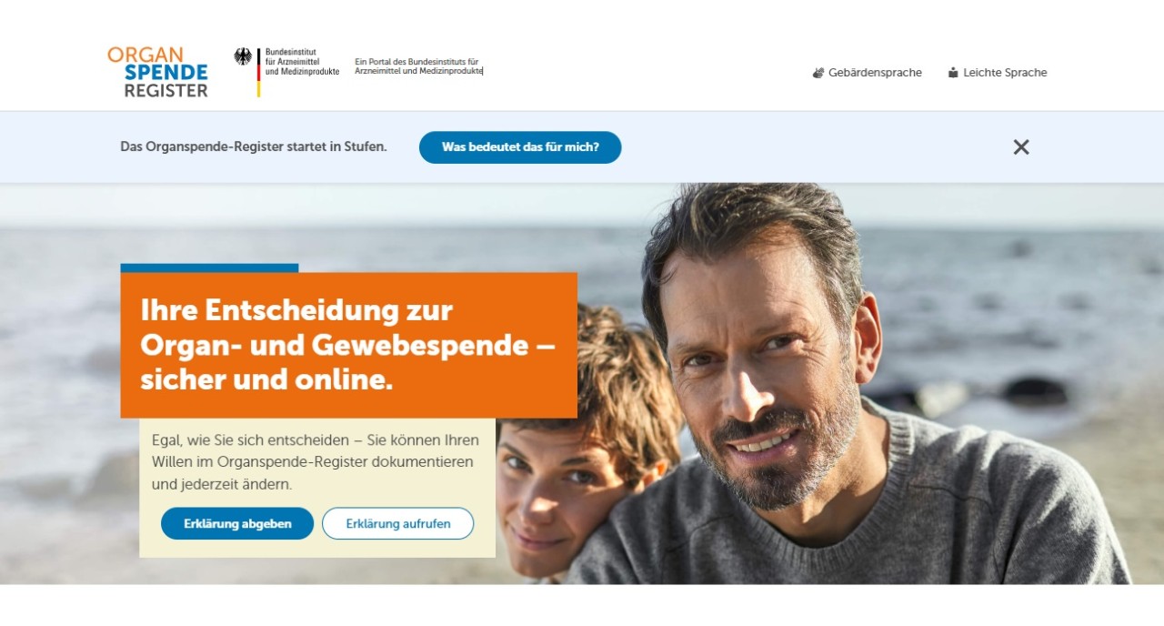 Das neue Organspende-Register ist online. Ganz einfach eine Entscheidung treffen!